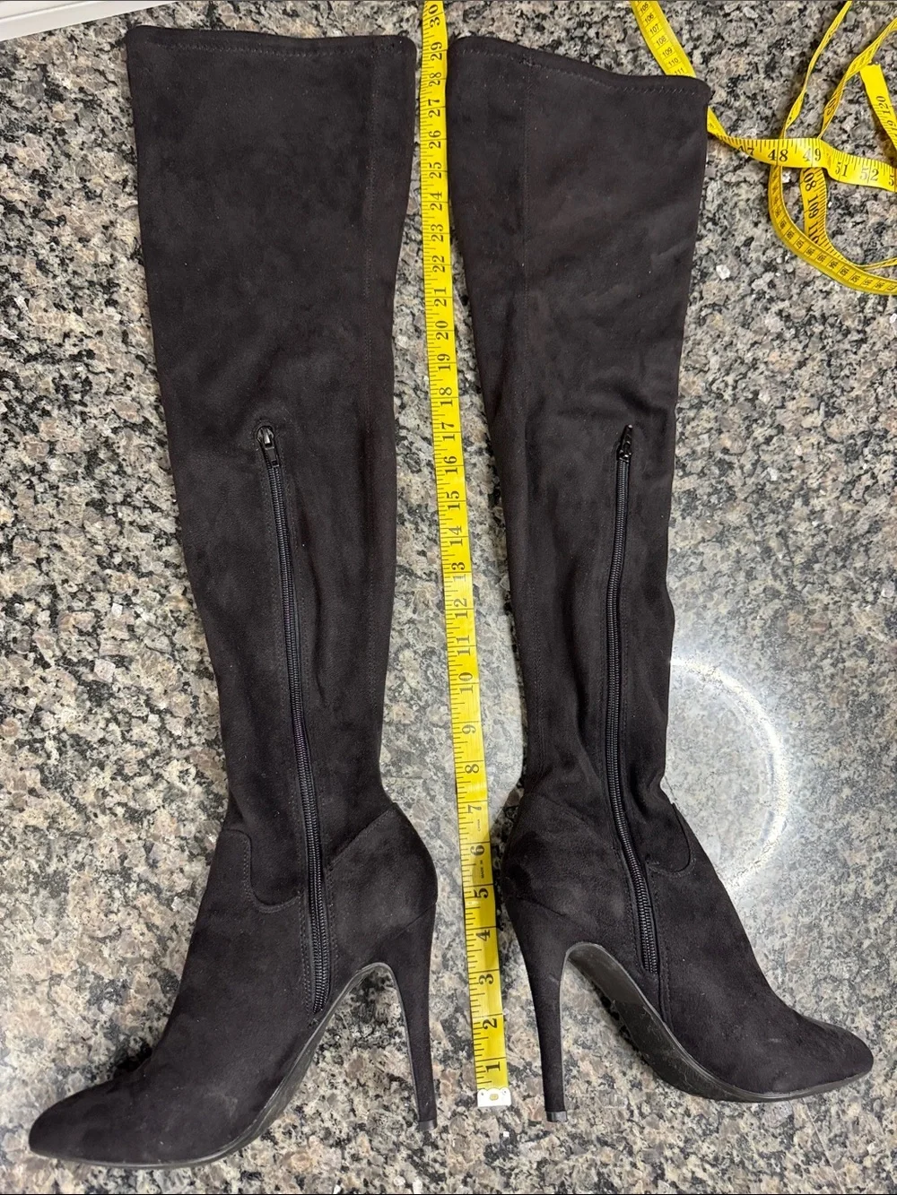 Paprika over knee boots fabric sock heeled boots EUC 8.5